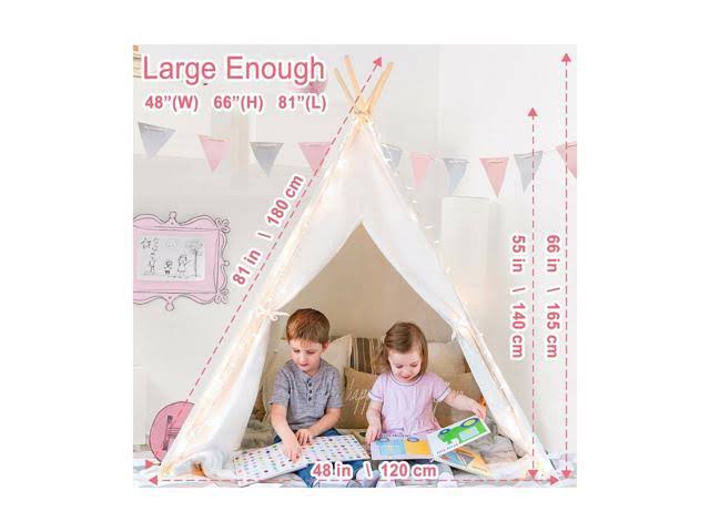 Kids Foldable Play Tent with Mat & Light String & Carry Case H32851