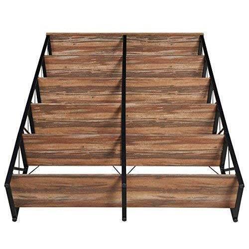 Brown Vintage Wood 6-Shelf Etagere Bookcase with Black Metal Frame U490205