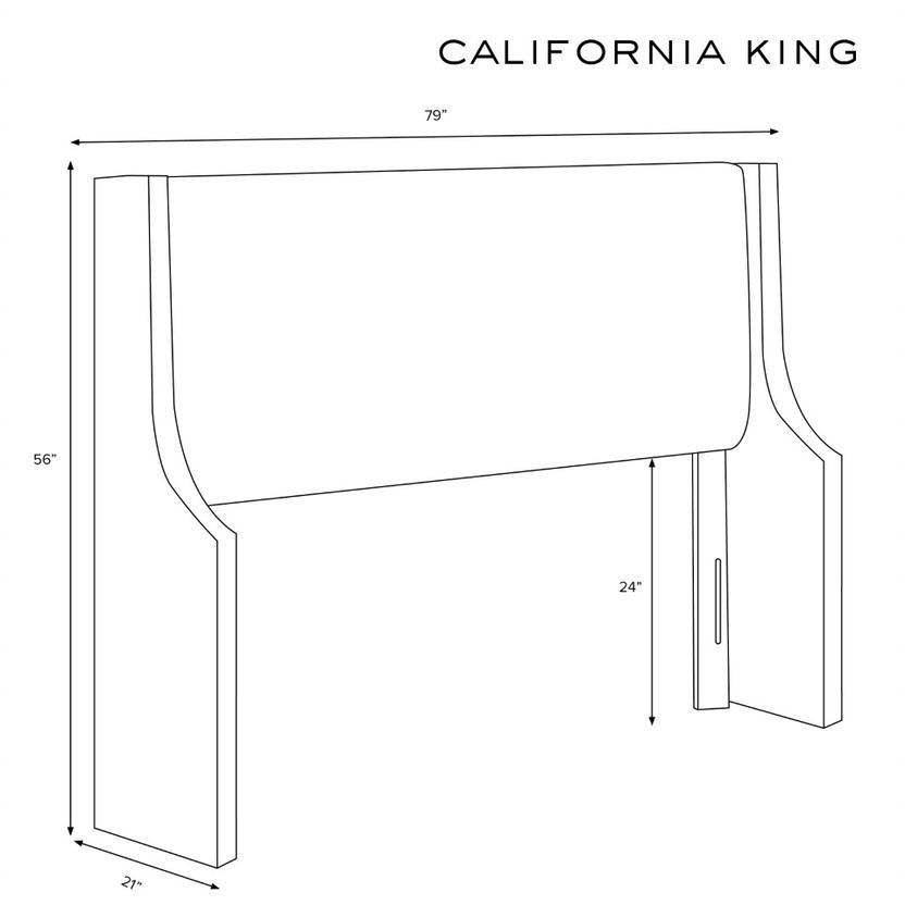 California King Linen Charcoal Wingback Headboard T2099