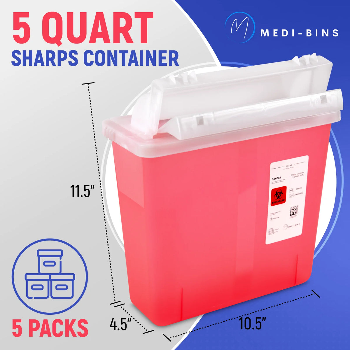 5 Qt Sharps Disposal Container M1732