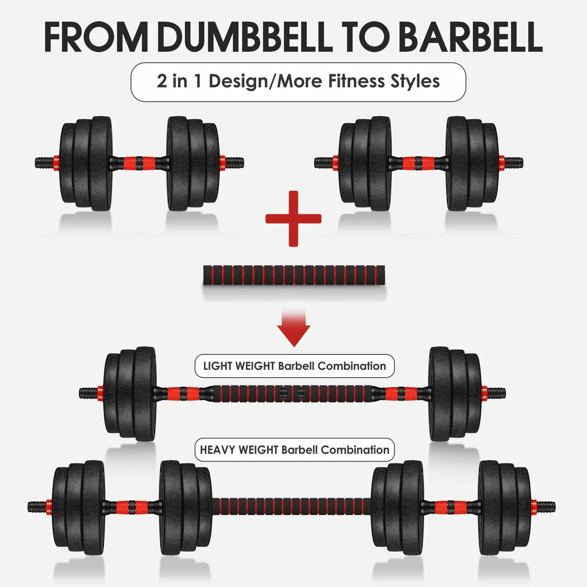 66LB 2 in 1 Adjustable Dumbbell Set with Connecting Rod M894