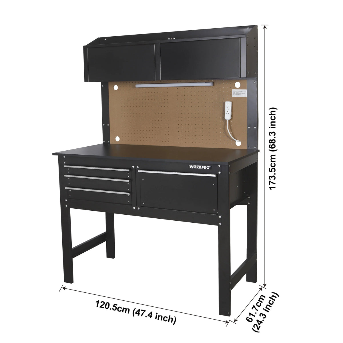 48-inch Steel Wood Workbench and Cabinet Combo X409