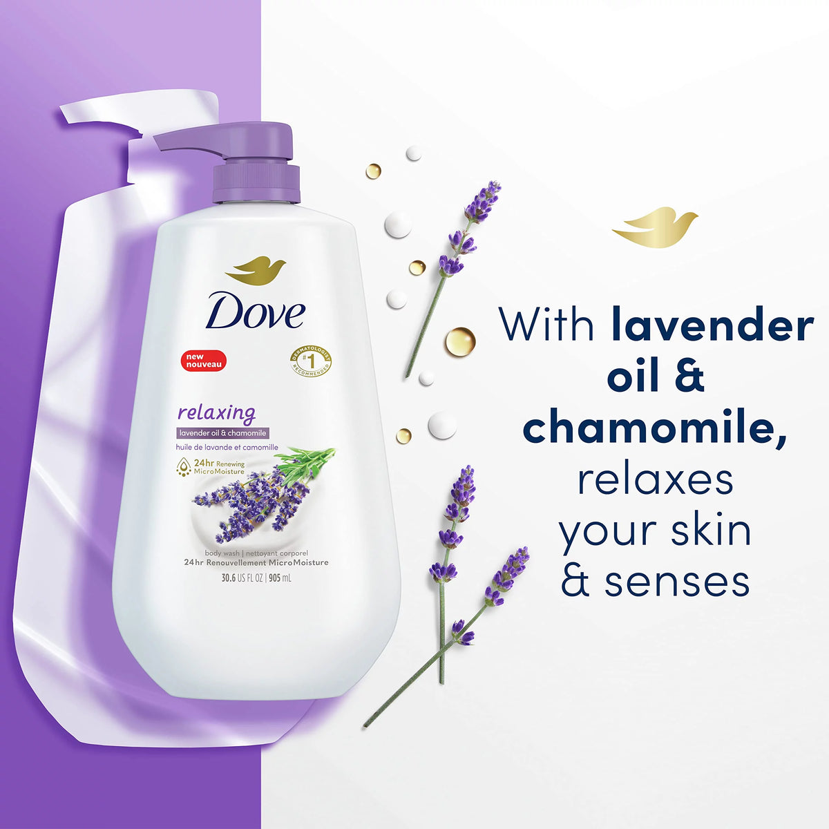 Lavender Oil & Chamomile Body Wash 3 Count 30.6 Oz H5923