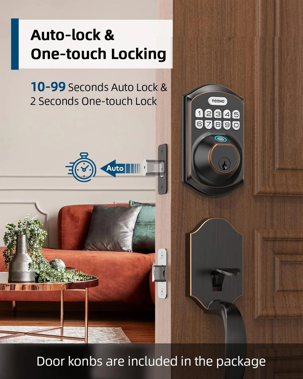 Fingerprint Keyless Entry Keypad Smart Electronic Deadbolt Door Lock with 2 Handles Set B790