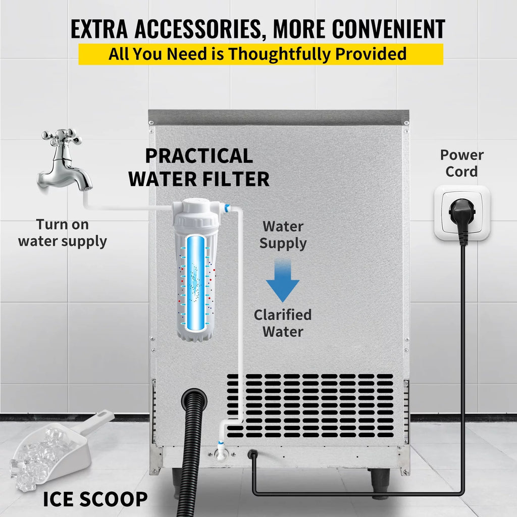 110V Commercial Ice Maker 440lbs/24H Stainless Steel C8449