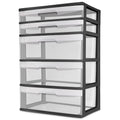 Plastic 5 Drawer Wide Tower Black E58331