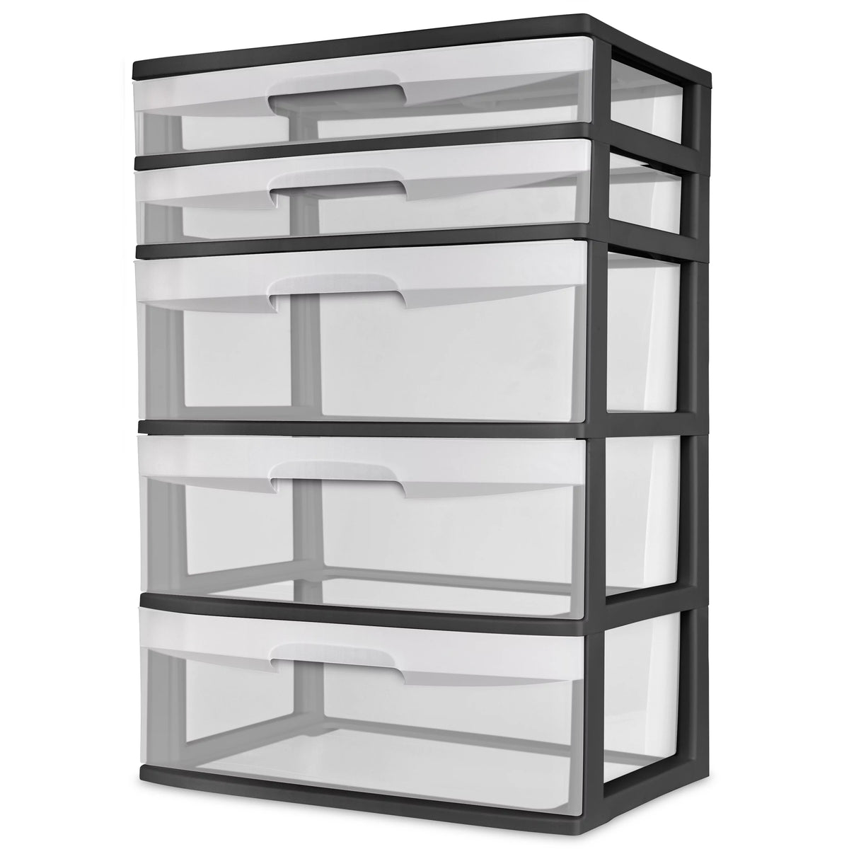 Plastic 5 Drawer Wide Tower Black E58331