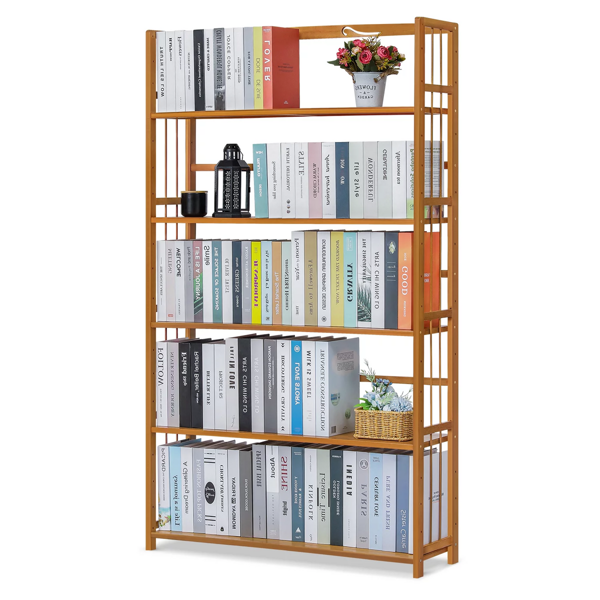 Bamboo 5 Shelves Adjustable Bookcase O75024