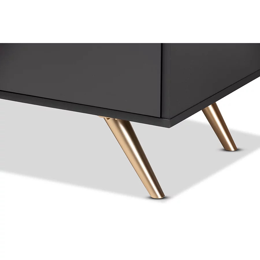 Dark Grey and Gold Finished Wood 5-Drawer Chest D86988