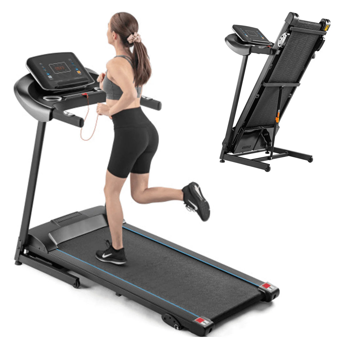 3.5HP Folding Electric Treadmill with Incline, Black W134