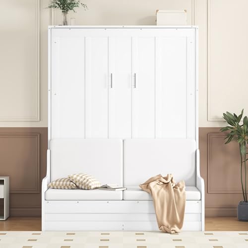 Queen Size Grey Murphy Bed with Sofa and Cushion X12635