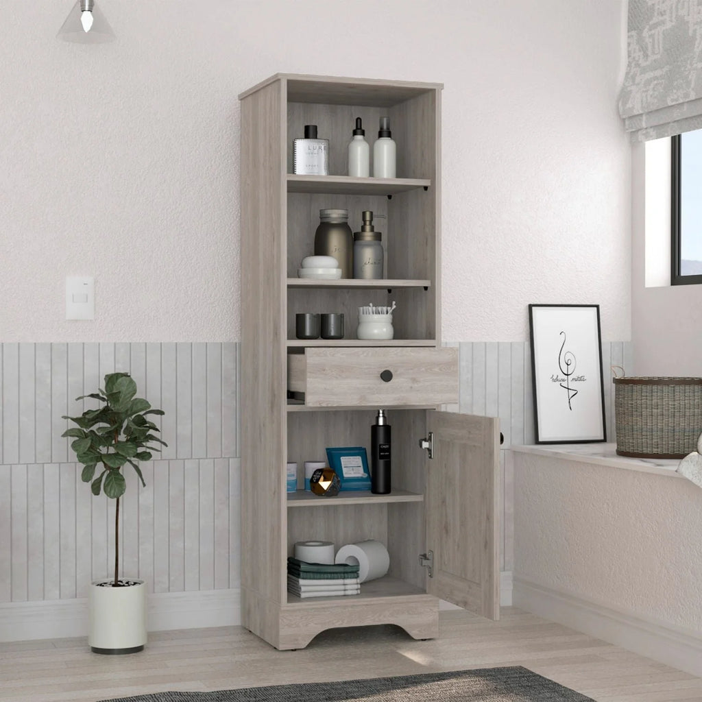 Light Oak & White Single Door Cabinet X6553