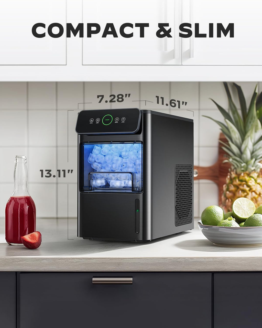 Portable Countertop Ice Maker with 2.6lbs Basket and Scoop, Stainless Steel T61051