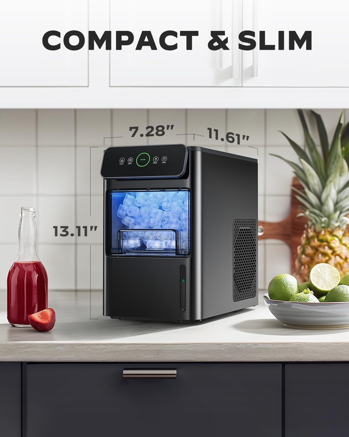 Portable Countertop Ice Maker with 2.6lbs Basket and Scoop, Stainless Steel T61051