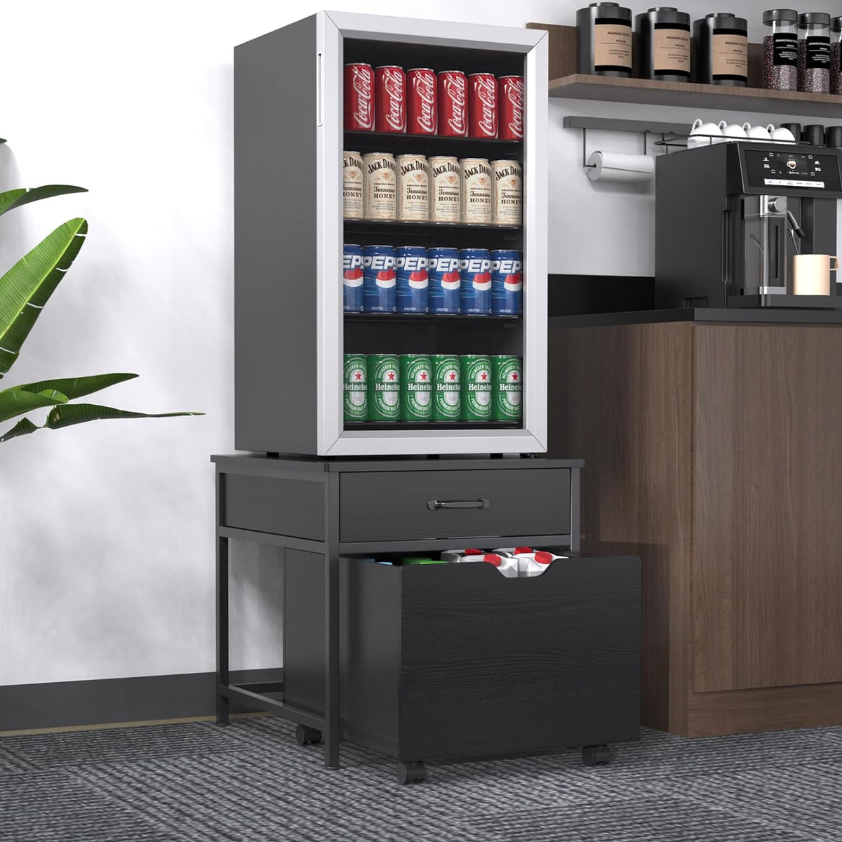 Mini Fridge Stand with Storage Rolling Cabinet 220LBS Capacity A229503