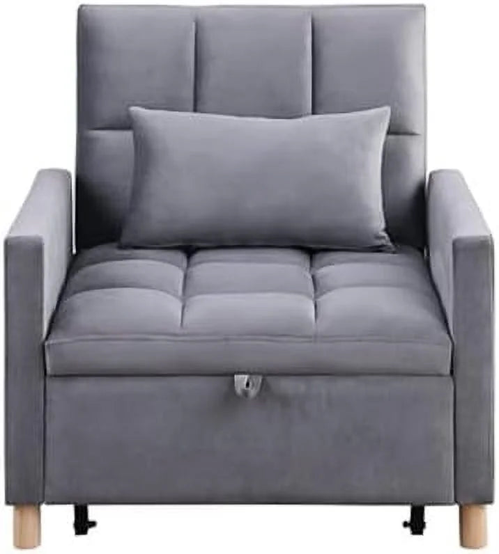 Convertible Velvet Sleeper Sofa Chair Bed N6178
