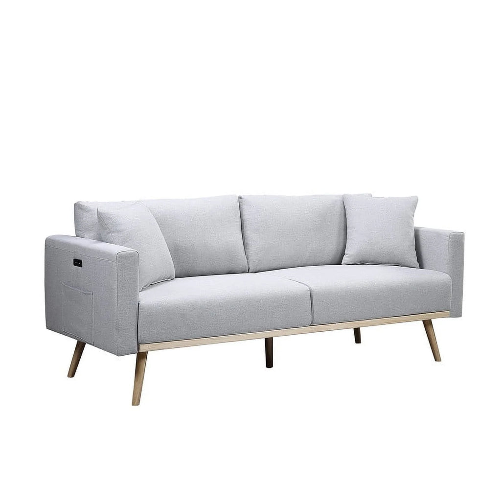Light Gray Linen Fabric Sofa Loveseat Chair Set X9121