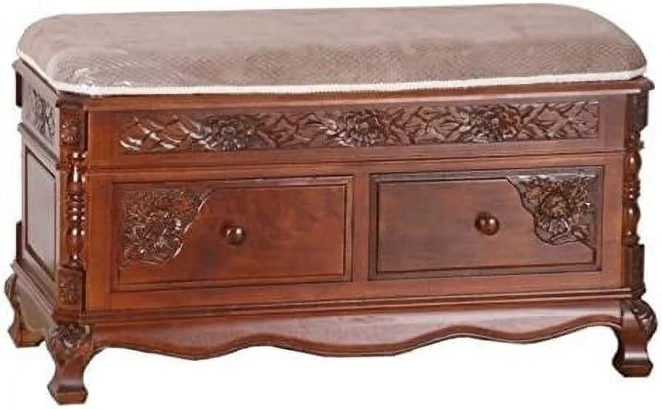 2 Drawer Storage Bench in Walnut Stain U738