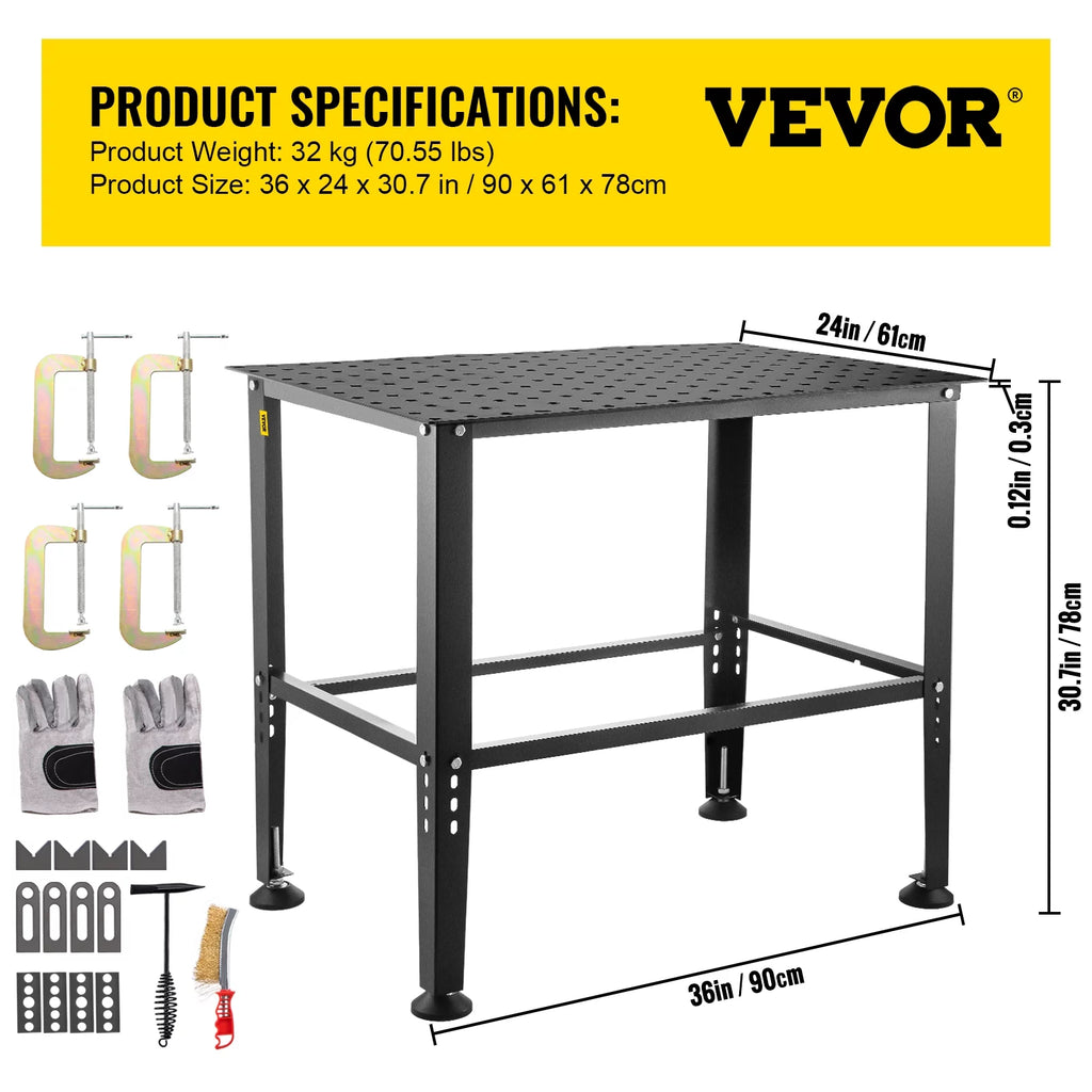 36 x 24 Adjustable Metal Welding Table L257967