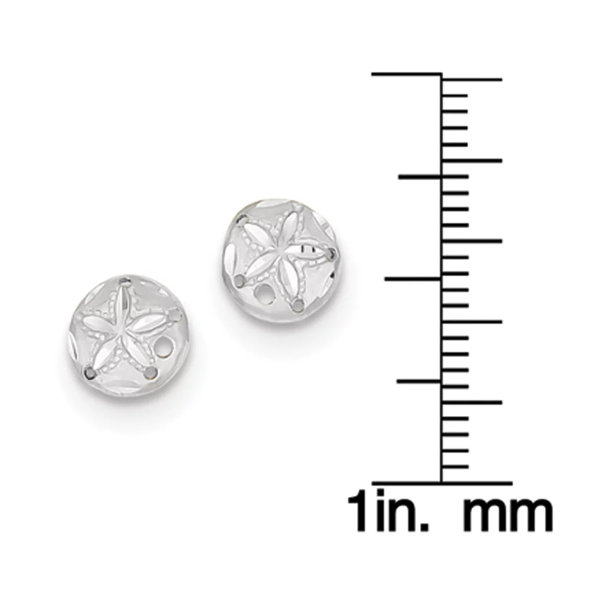 14 Karat White Gold Diamond-cut Sand Dollar Earrings N351068