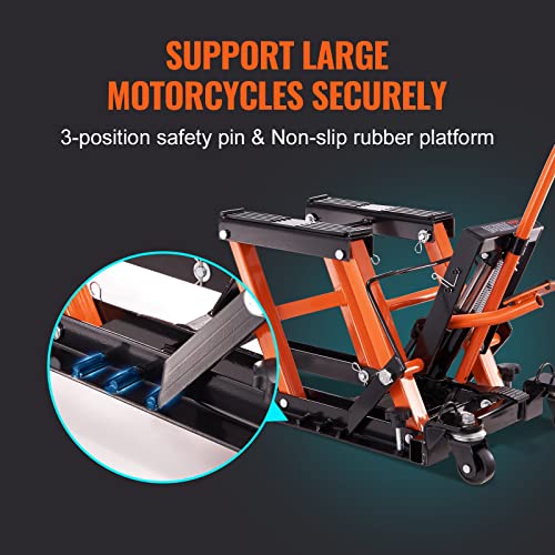 1500 LBS Hydraulic Motorcycle Lift Jack with 4 Wheels H43713