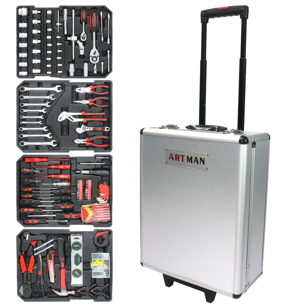 899PCS White 4 Layers Hand Tool Set with Wheels N1555