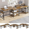 L Shaped Desk with Lift Top and Storage Shelves W328780