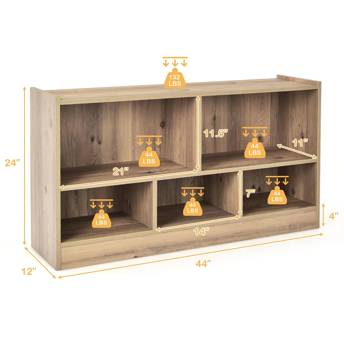 White 5-Cube Wood Bookcase U46862
