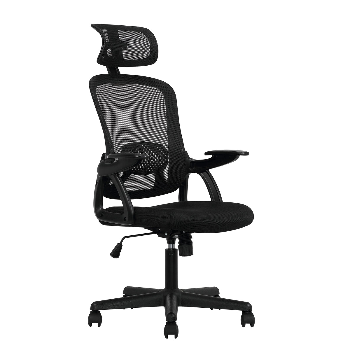 Ergonomic Office Chair with Adjustable Headrest, Black Fabric K71978