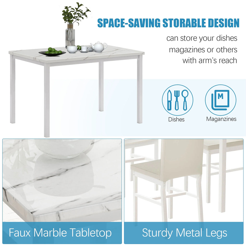 5 Piece White Dining Table and Chairs Set C3819