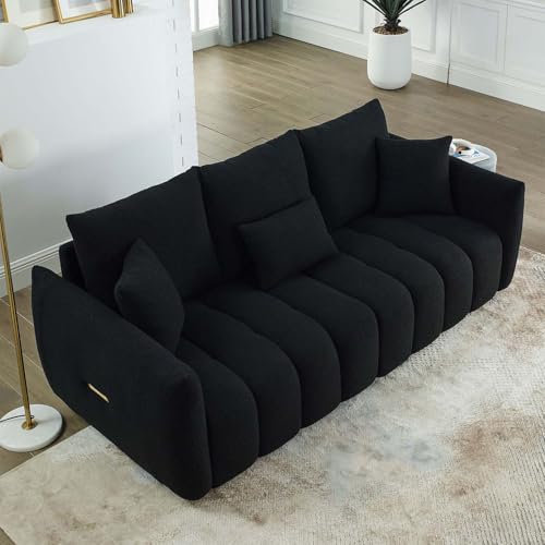 81" Beige Teddy Boucle 3-Seater Sofa F7464