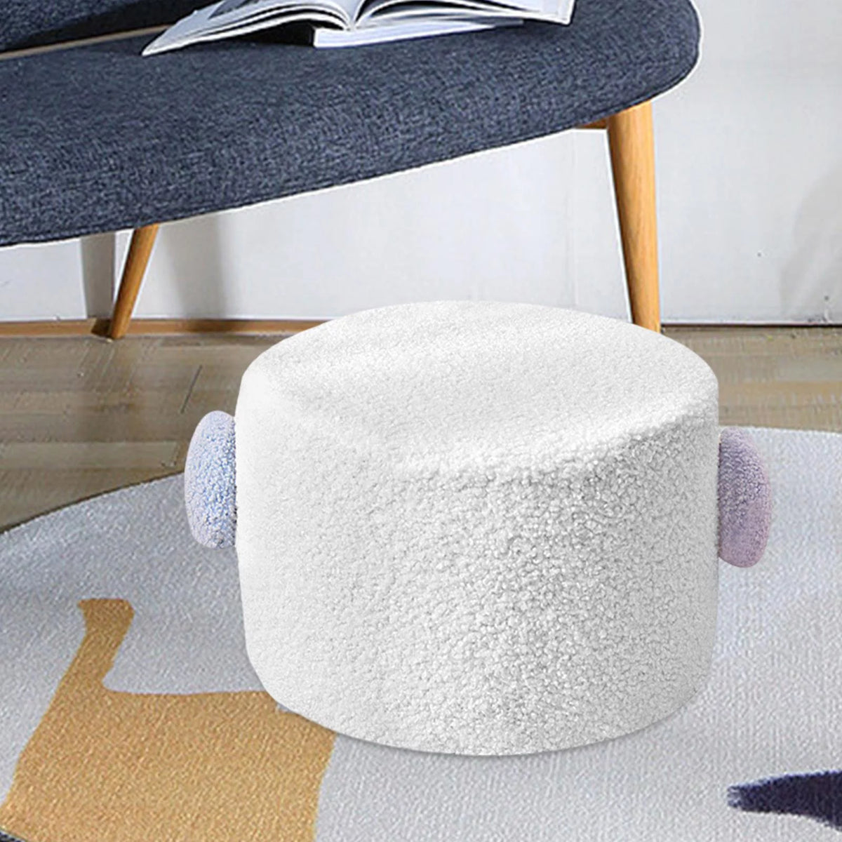White Small Footstool Ottoman I2059
