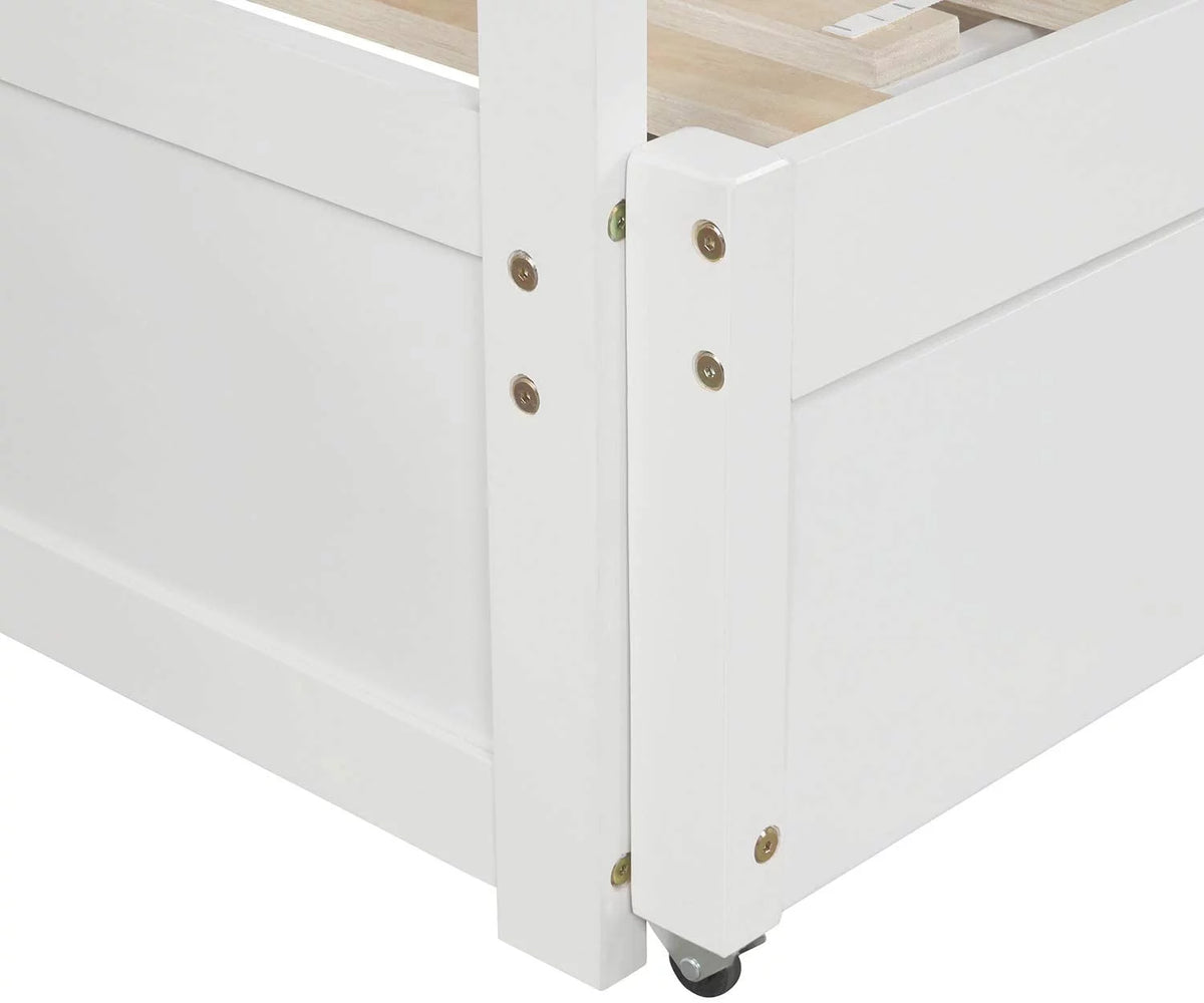 White Wood Daybed with Pull Out Trundle X738912