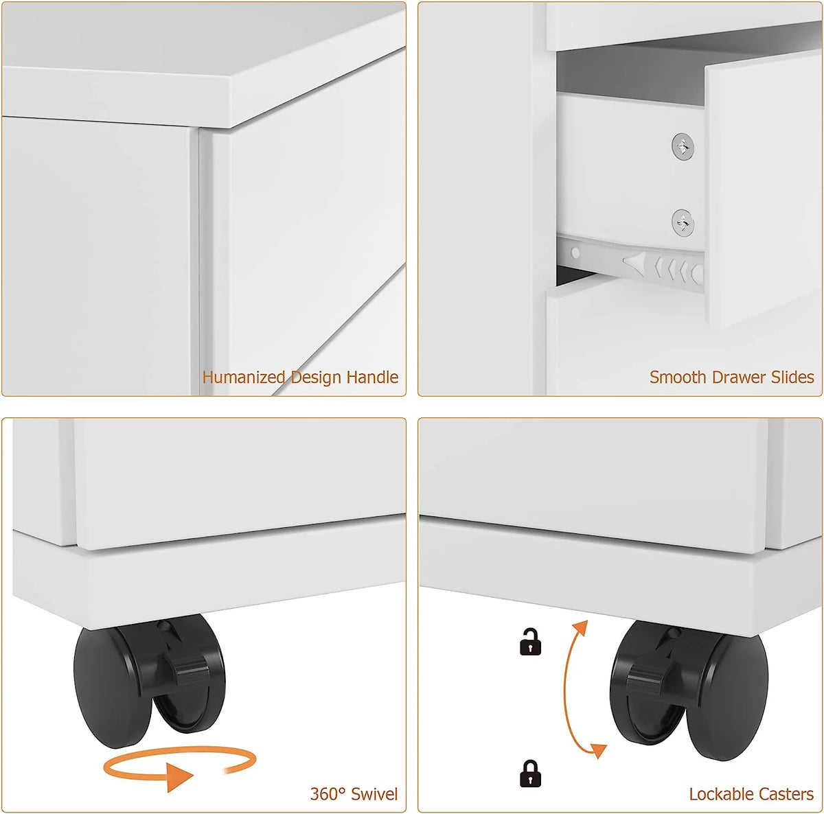 4-Drawer White Mobile File Cabinet J280