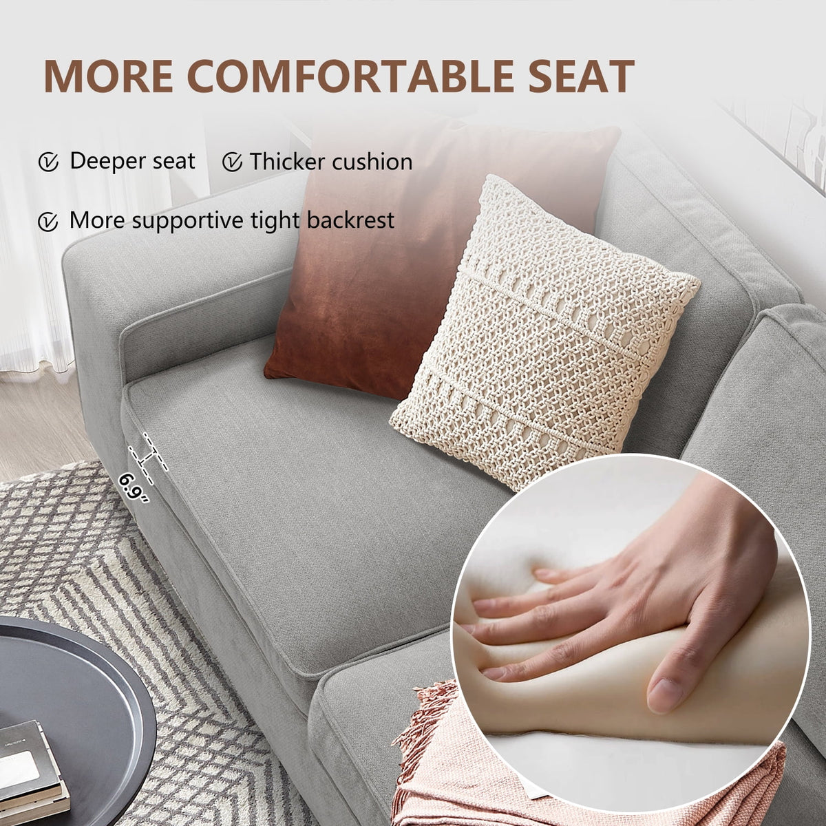 Convertible Sectional Sofa L Shaped Couch with USB and Type-C Charging Ports B343