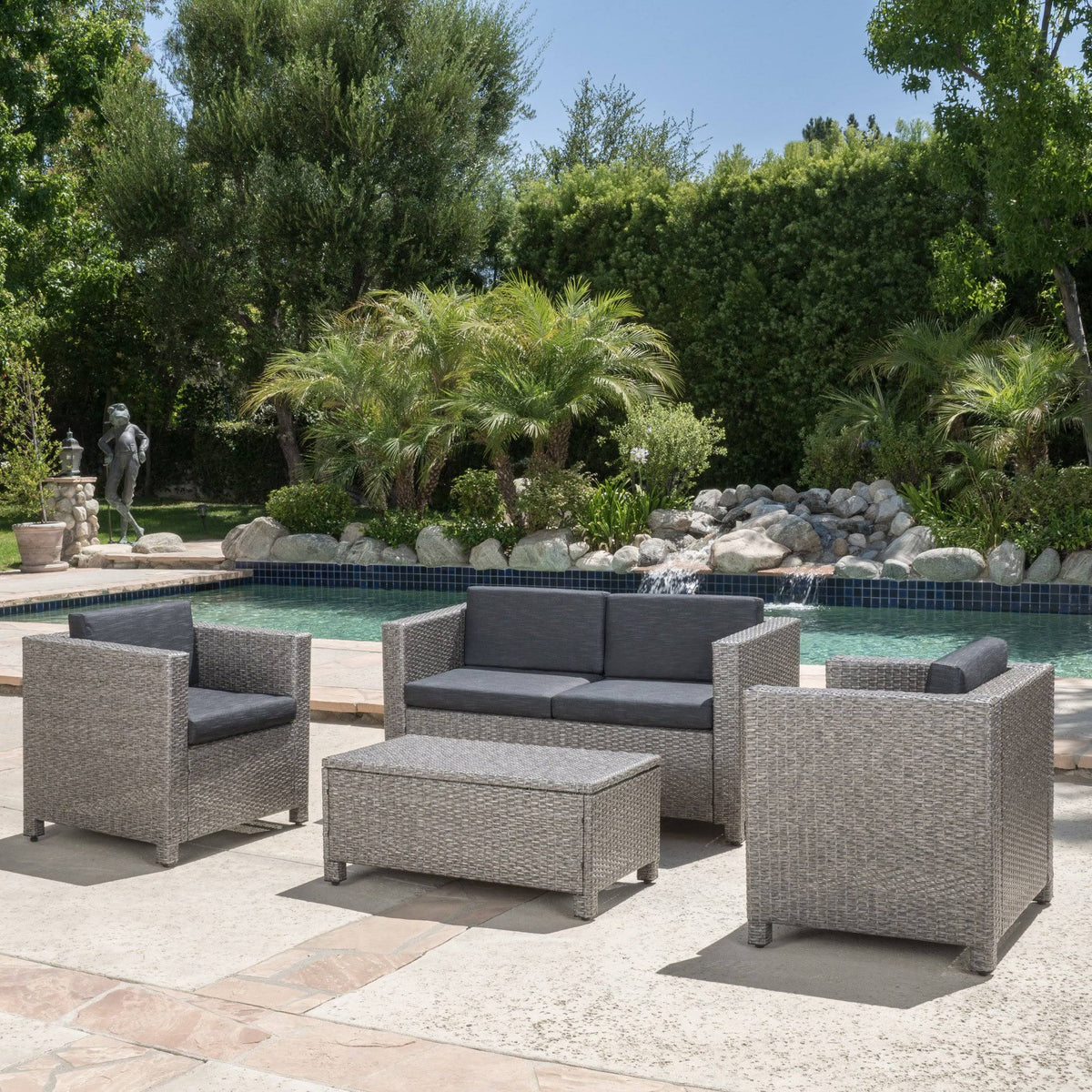 Black 4-Piece Wicker Sofa Set M973