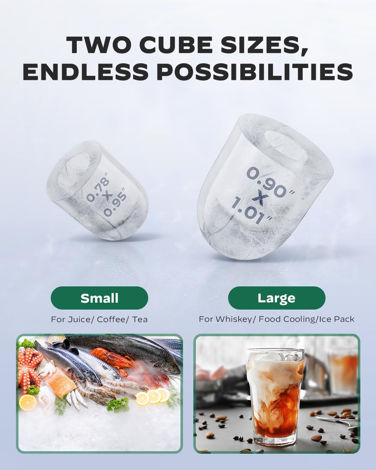 Portable Countertop Ice Maker with 2.6lbs Basket and Scoop, Stainless Steel T61051