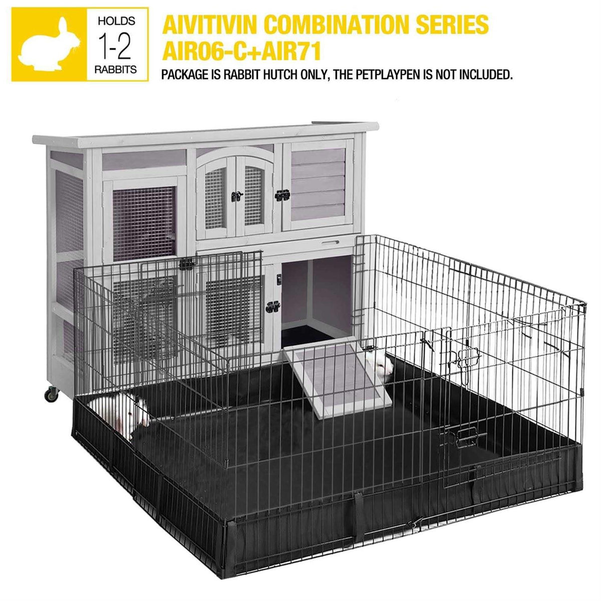 Two Story Rabbit Hutch with Wheels S740712