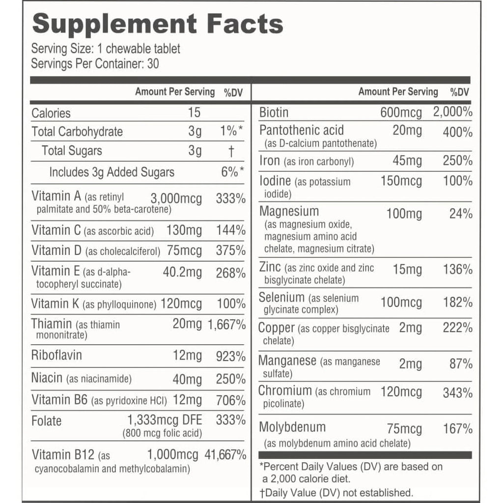 Bariatric Multivitamin Chewable Tablets with Calcium Citrate and D3 J740823