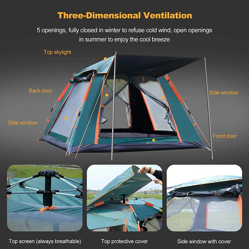 Waterproof Windproof Dome Camping Tent 5 People Q3798