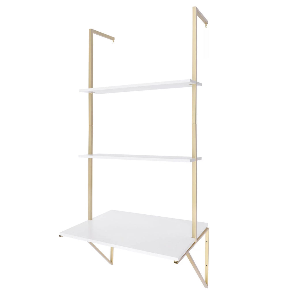 Wall Mount Table with 2 Book Storage Shelf I6655