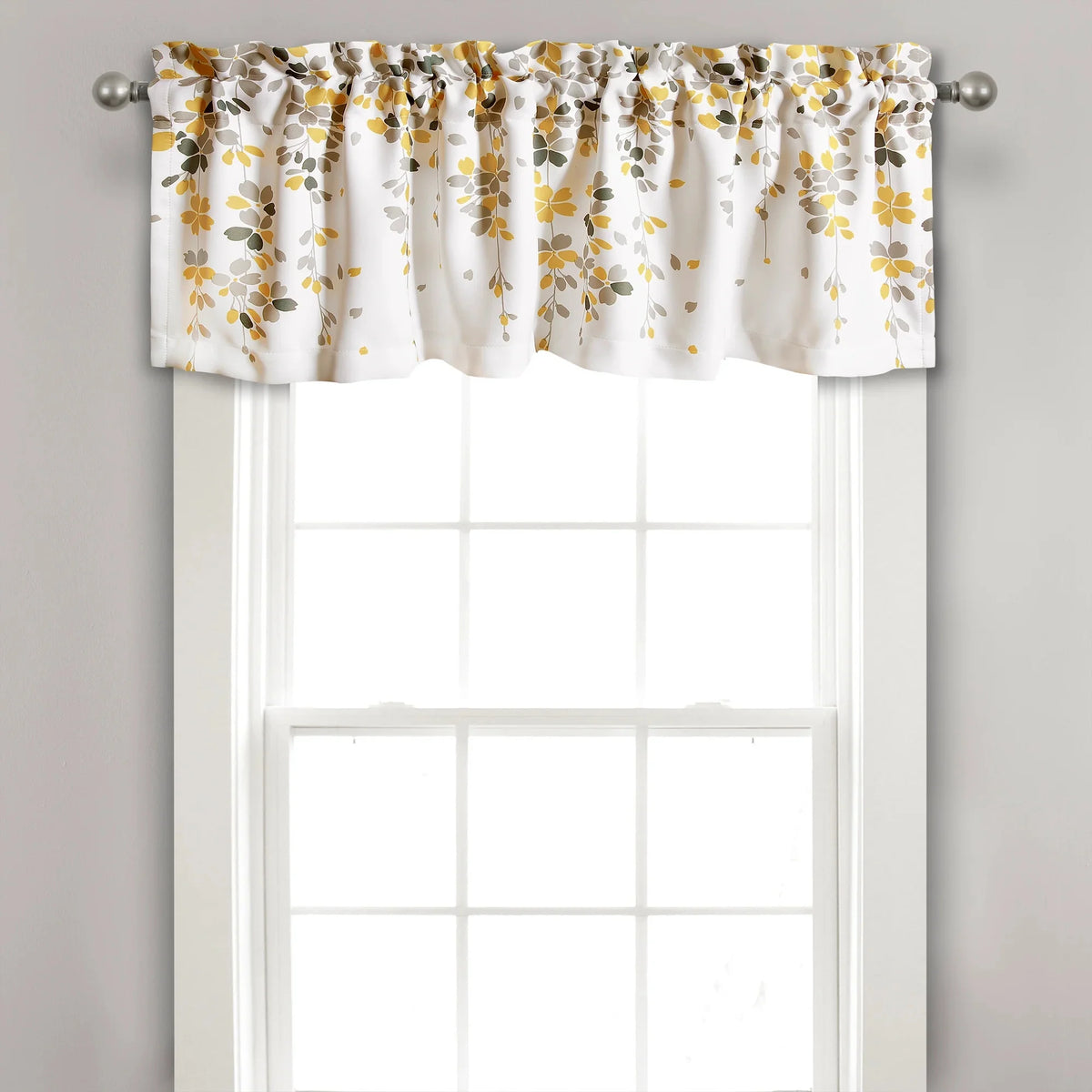 Floral Yellow Polyester Room Darkening Valance X2288