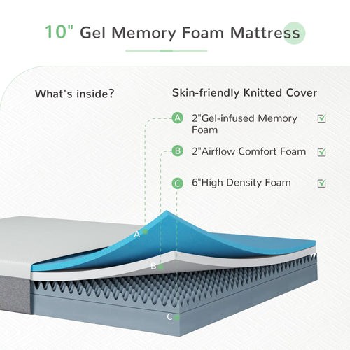 10 inch Cooling Gel Memory Foam Queen Mattress A27255