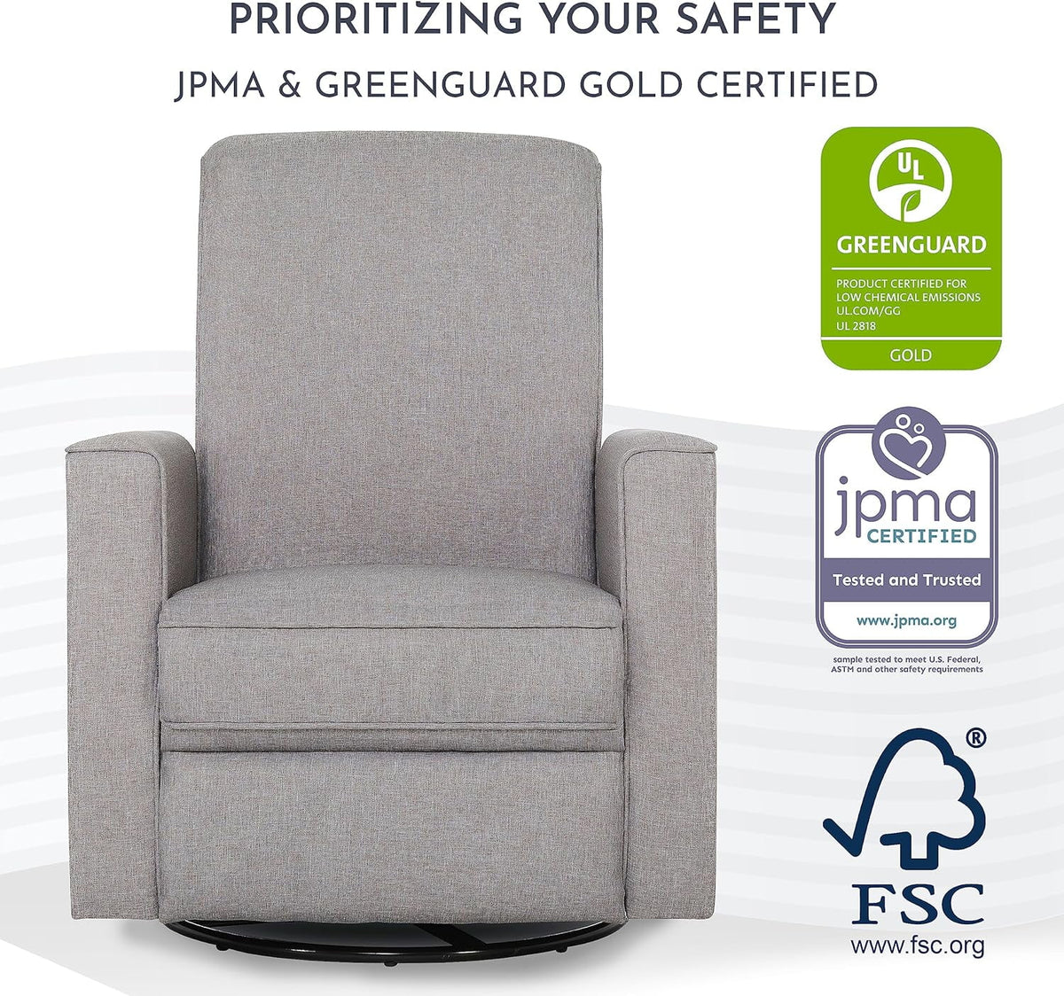 Light Grey Polyester Glider Recliner O210156