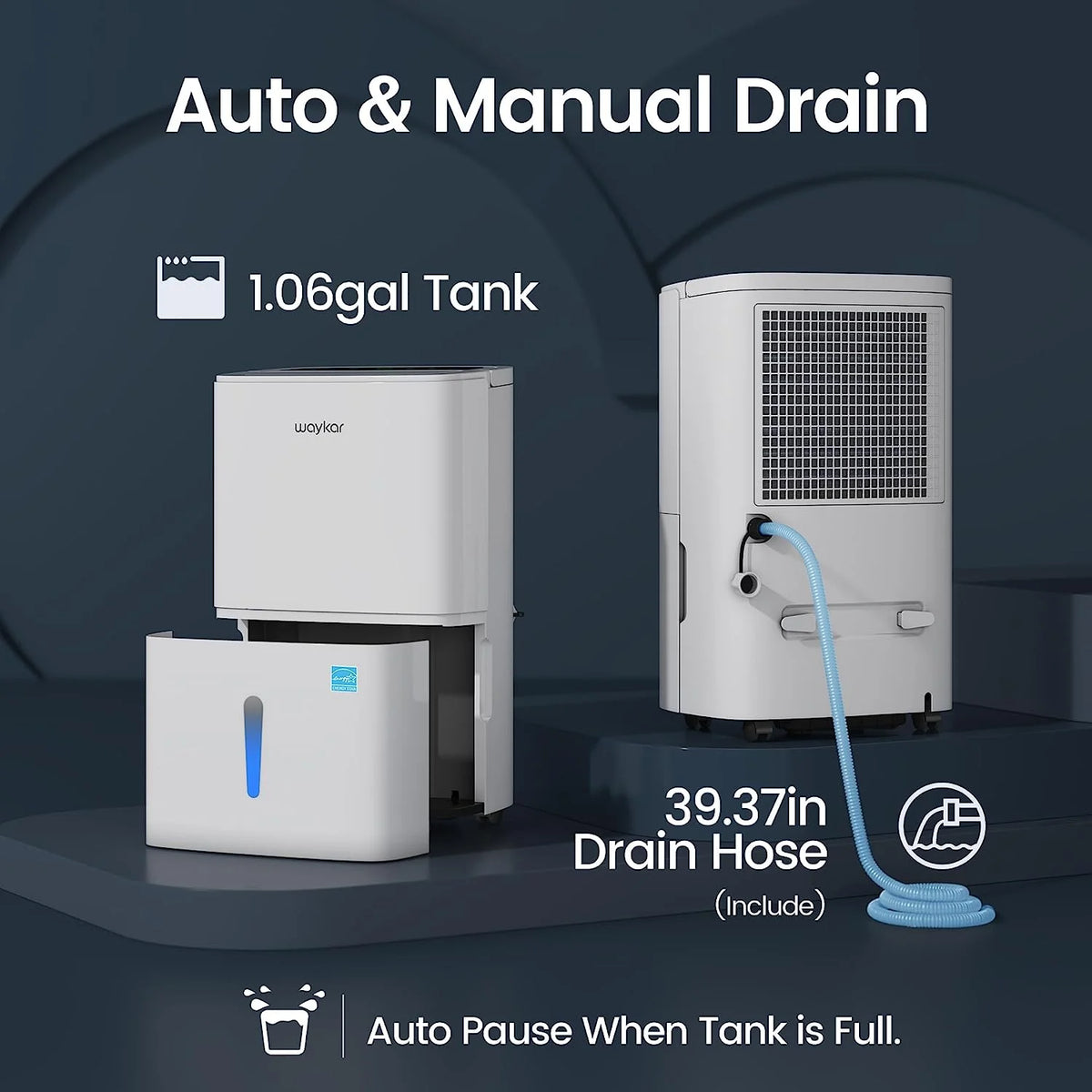 80 Pints Energy Star Home Dehumidifier with Drain Hose O563901