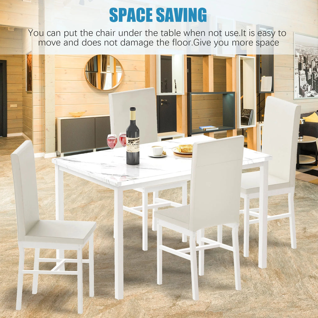 5 Piece White Dining Table and Chairs Set C3819