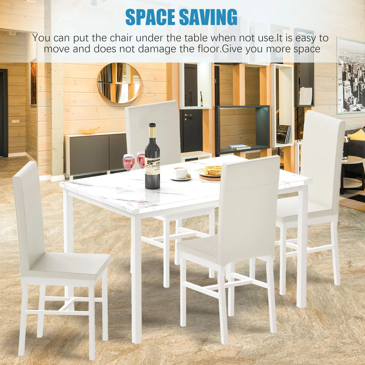 5 Piece White Dining Table and Chairs Set C3819