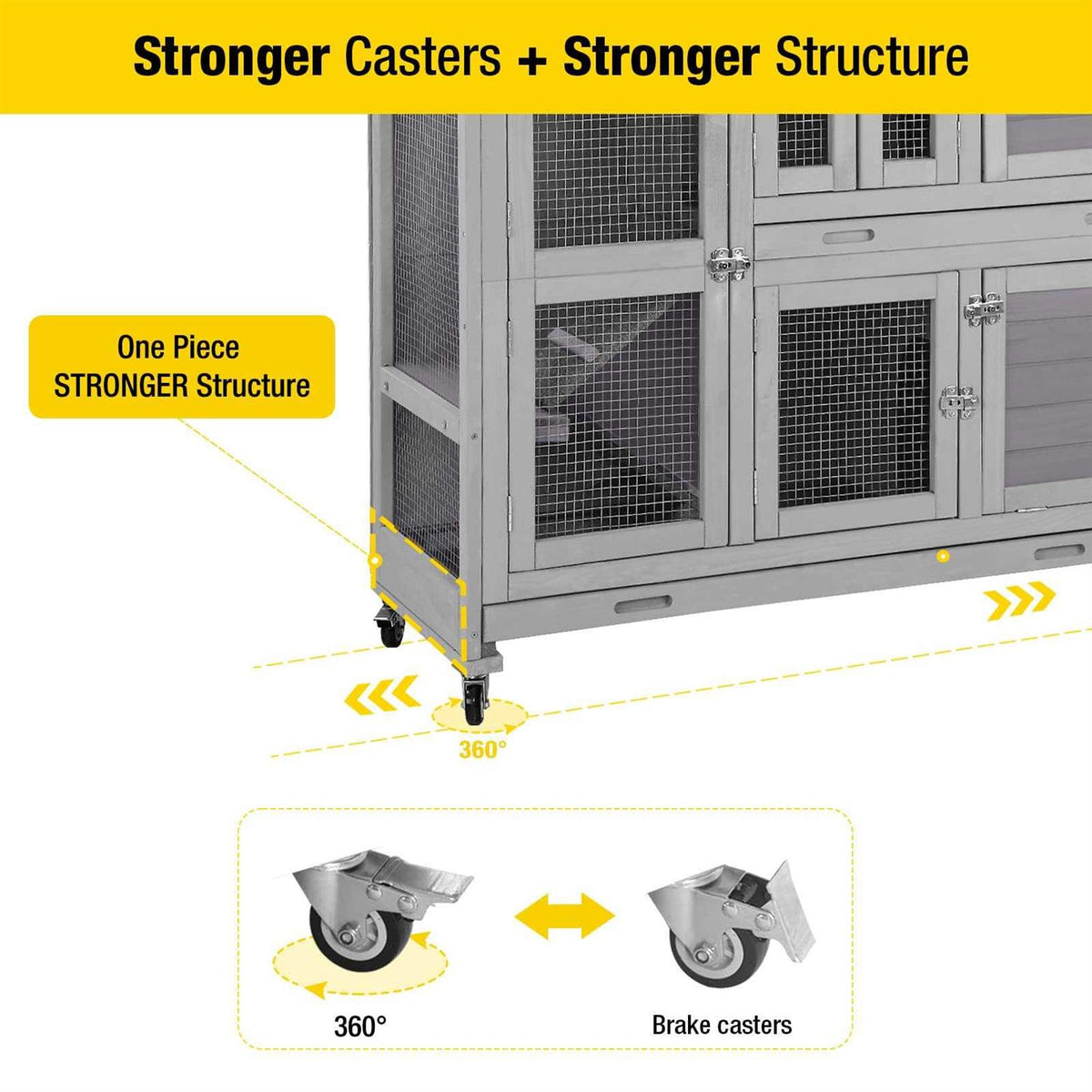 Two Story Rabbit Hutch with Wheels S740712
