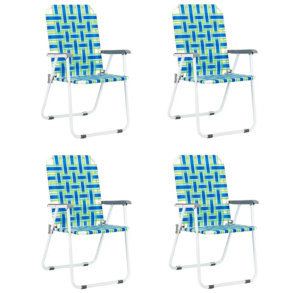 Set of 4 Webbed Folding Patio Lawn Chairs W252722