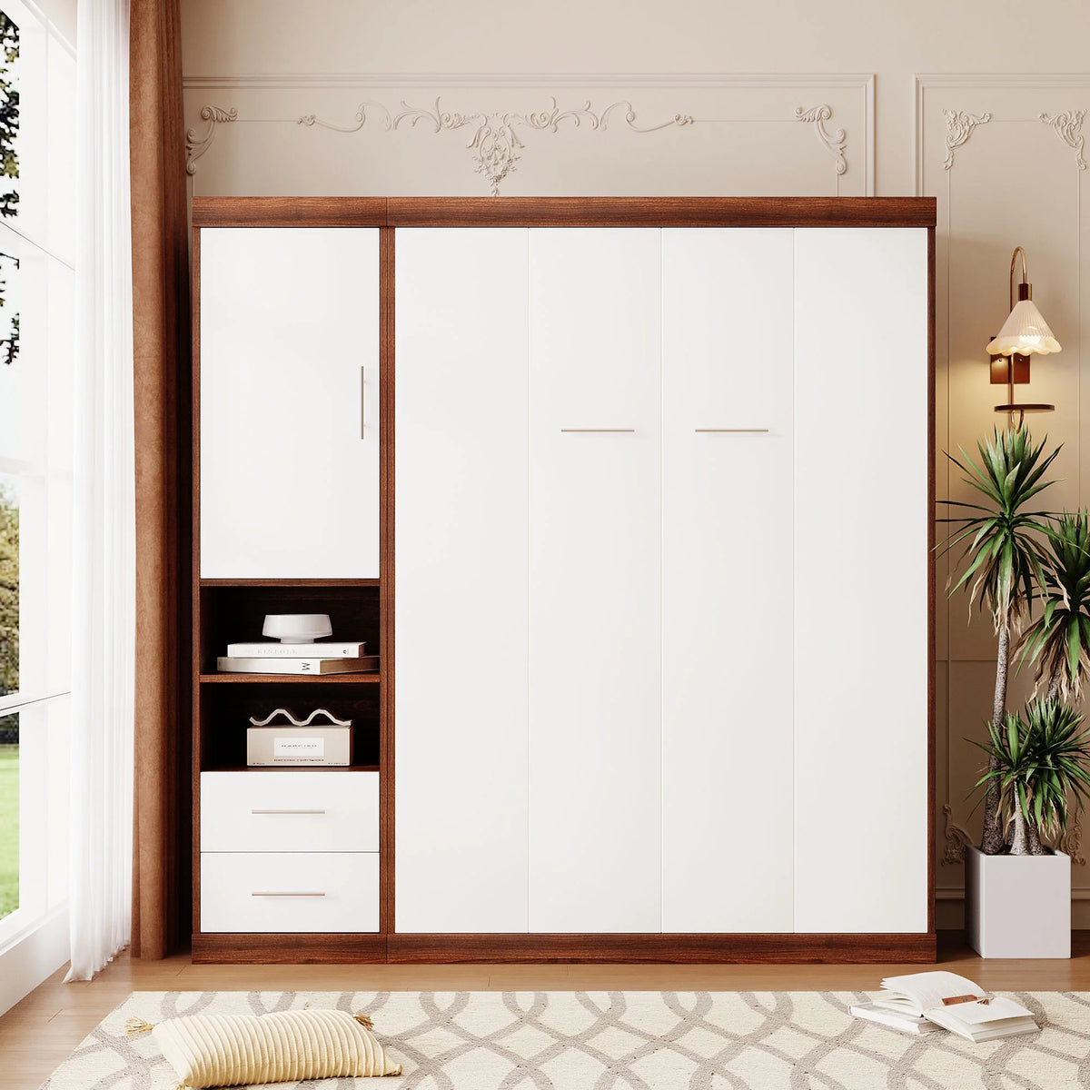 Twin Size Murphy Bed with Cabinet E349